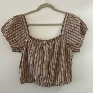 Rylee + Cru Brown Striped Blouse